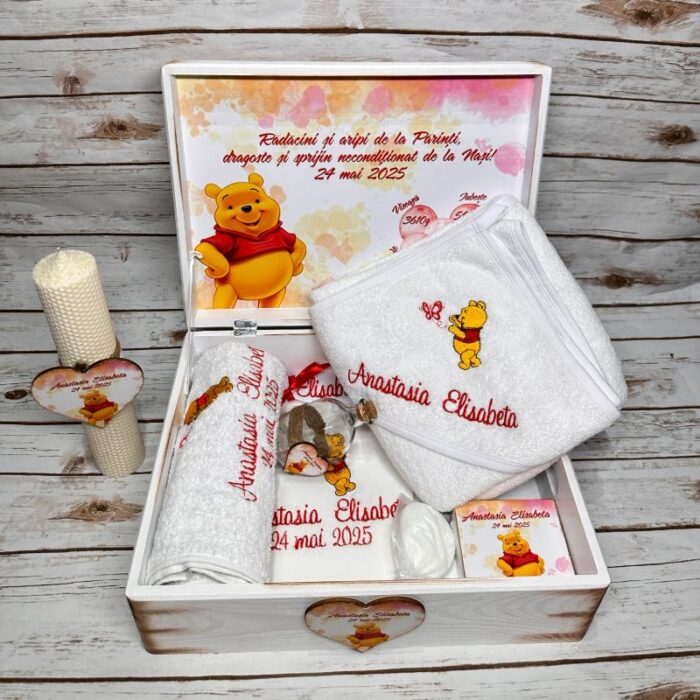    Trusou Botez Personalizat Winnie the Pooh Rosu