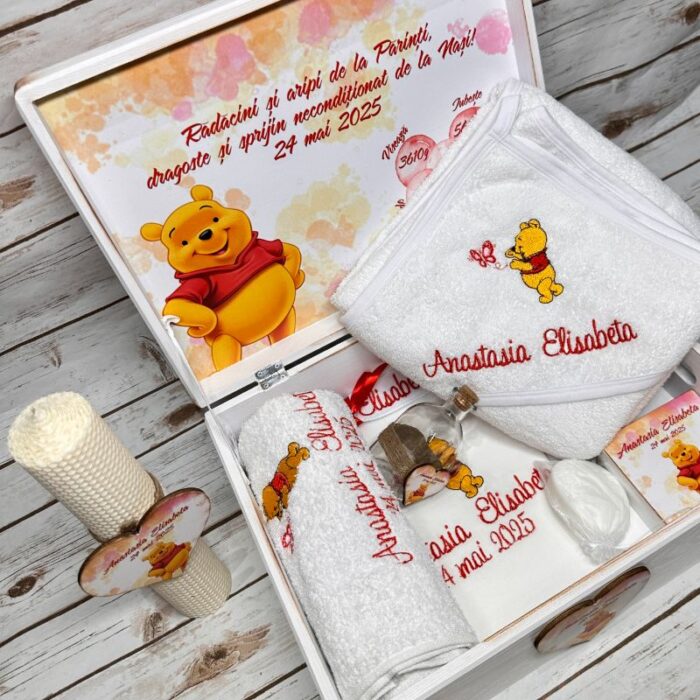 Trusou Botez Personalizat Winnie the Pooh Rosu - imagine 4