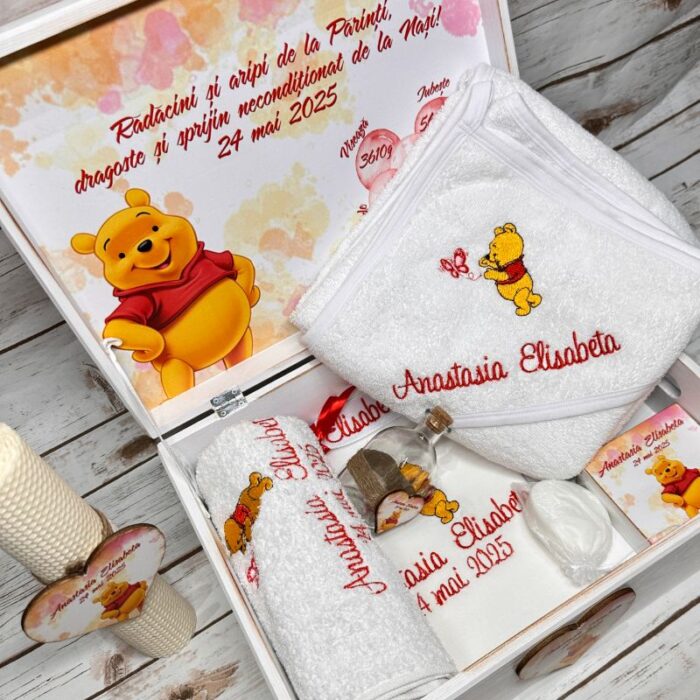 Trusou Botez Personalizat Winnie the Pooh Rosu - imagine 5