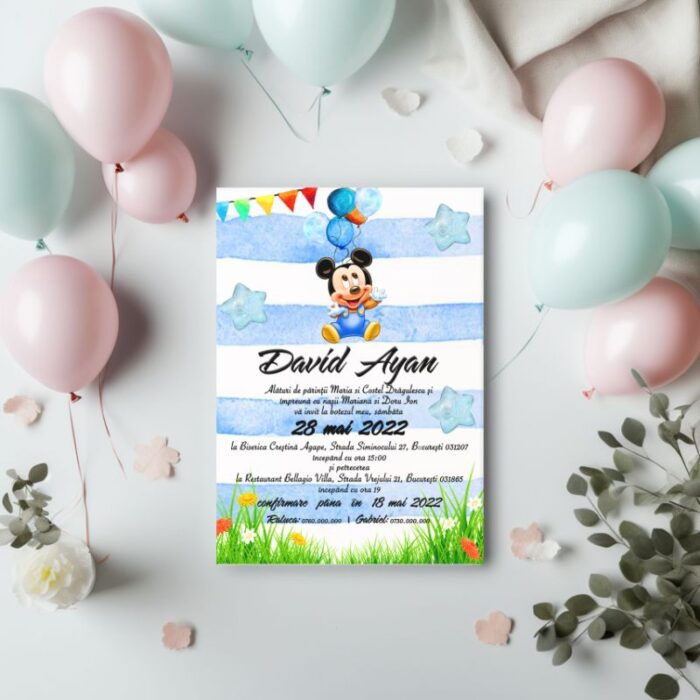 Invitație Botez Baby Mickey1