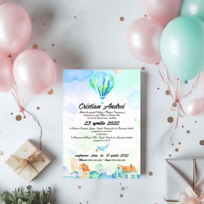 Invitație Botez Balon Aer Cald1