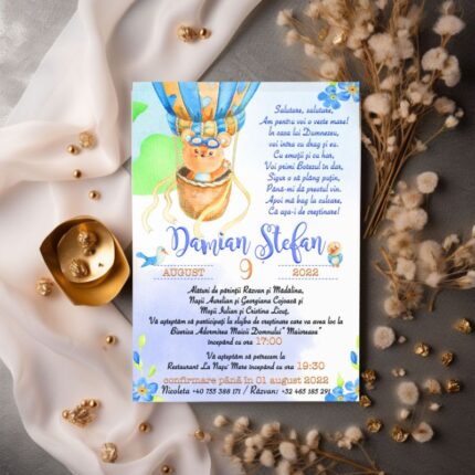 Invitație Botez Urs Balon1