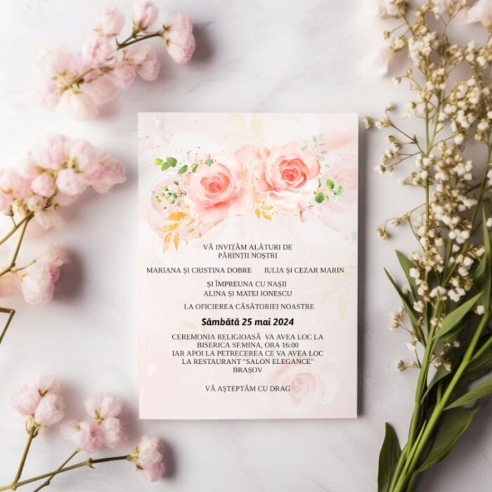 Invitație Nuntă Pink1