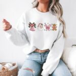 Hanorac dama oversize brodat Craciun1 alb