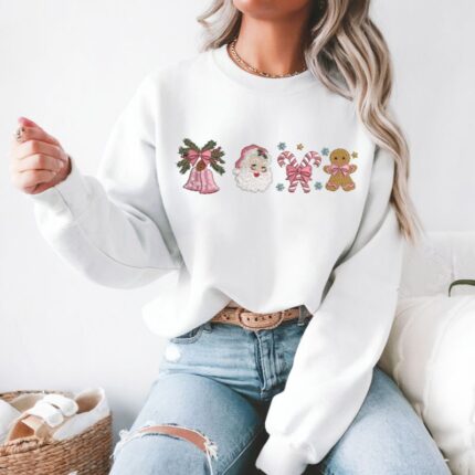 Hanorac dama oversize brodat Craciun1 alb