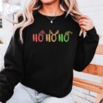 Hanorac Oversize brodat Ho Ho Ho1 negru