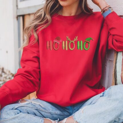 Hanorac dama oversize Ho Ho Ho1 rosu