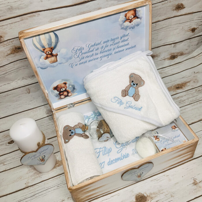 Trusou Botez Baiat Personalizat #Ursulet Baby Blue1