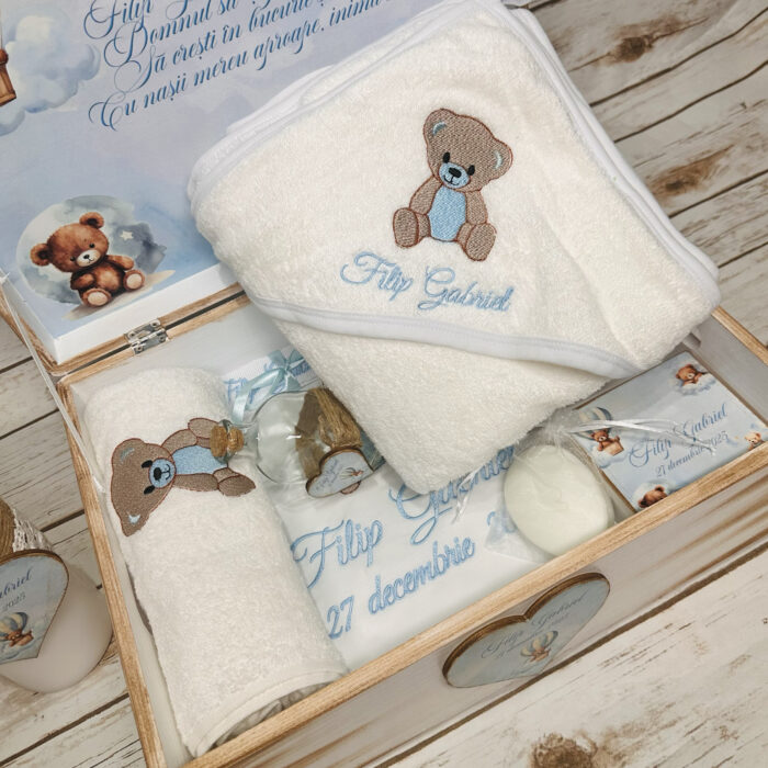 Trusou Botez Baiat Personalizat Ursulet Baby Blue - imagine 6